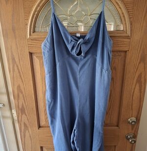 Old Navy Blue Chambrary Pant Romper with Front Tie Knot